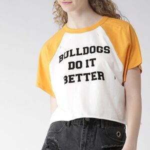 Forever 21 Bulldogs Do it Better Cropped Oversized Baseball tee shirt